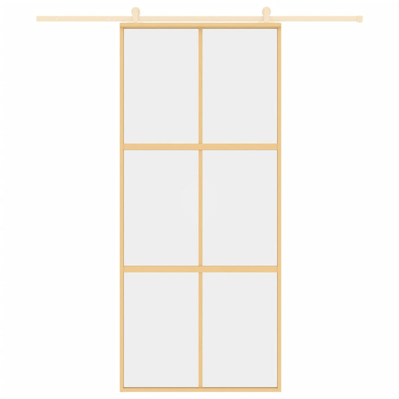 vidaXL aranyszínű átlátszó ESG üveg és alumínium tolóajtó 90 x 205 cm