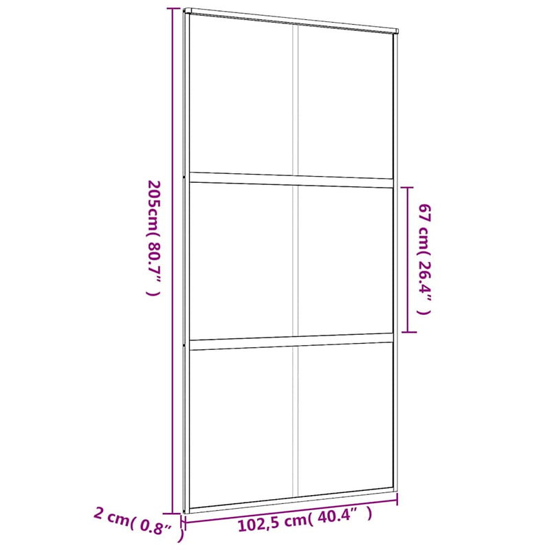 vidaXL aranyszínű átlátszó ESG üveg és alumínium tolóajtó 102,5x205 cm