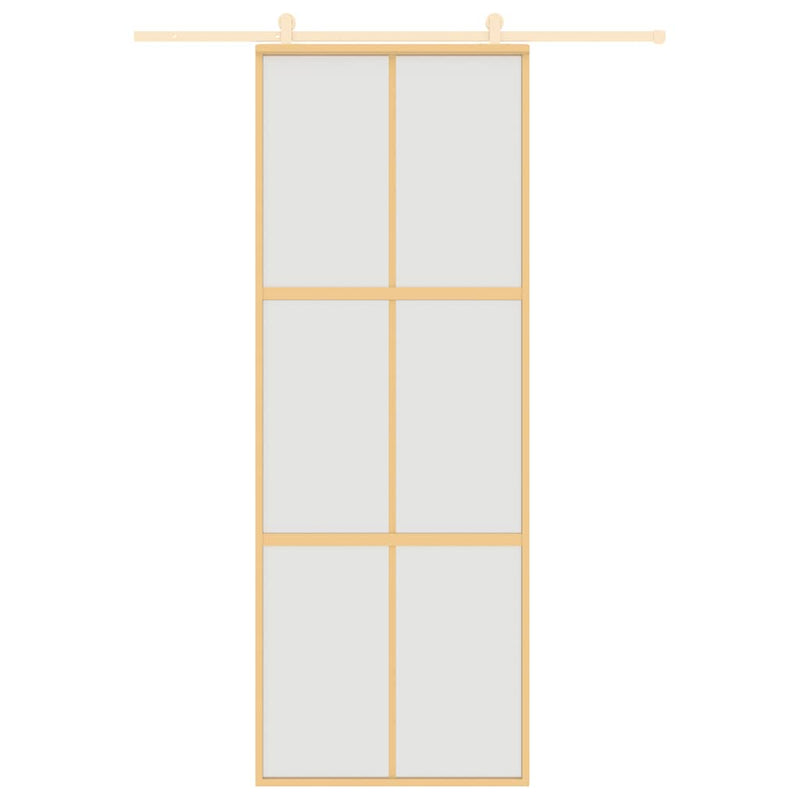 vidaXL aranyszínű ESG tejüveg és alumínium tolóajtó 76 x 205 cm