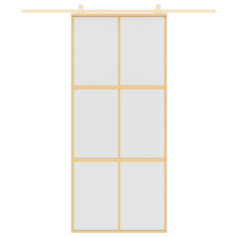 vidaXL aranyszínű ESG tejüveg és alumínium tolóajtó 90 x 205 cm