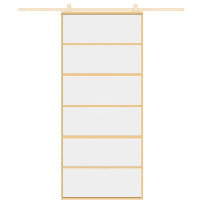 vidaXL aranyszínű átlátszó ESG üveg és alumínium tolóajtó 90 x 205 cm