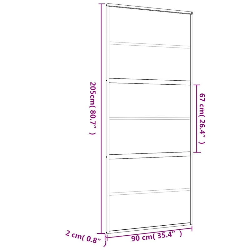 vidaXL aranyszínű átlátszó ESG üveg és alumínium tolóajtó 90 x 205 cm