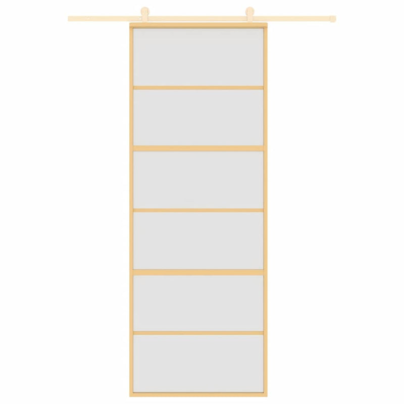 vidaXL aranyszínű ESG tejüveg és alumínium tolóajtó 76 x 205 cm