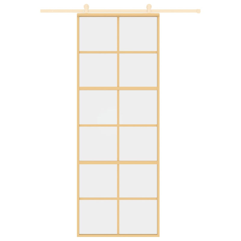 vidaXL aranyszínű átlátszó ESG üveg és alumínium tolóajtó 76 x 205 cm