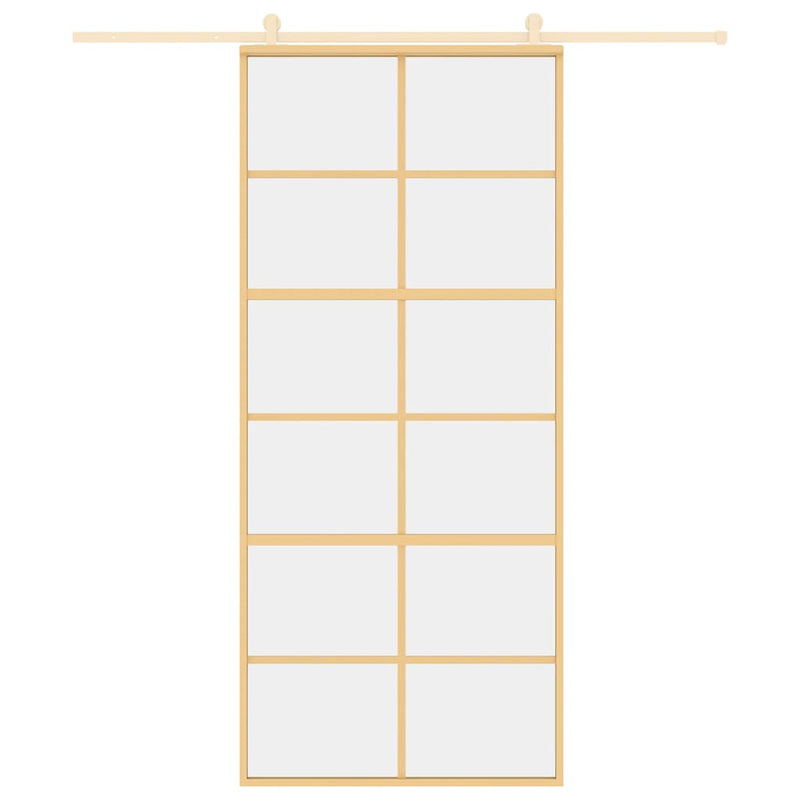 vidaXL aranyszínű átlátszó ESG üveg és alumínium tolóajtó 90 x 205 cm