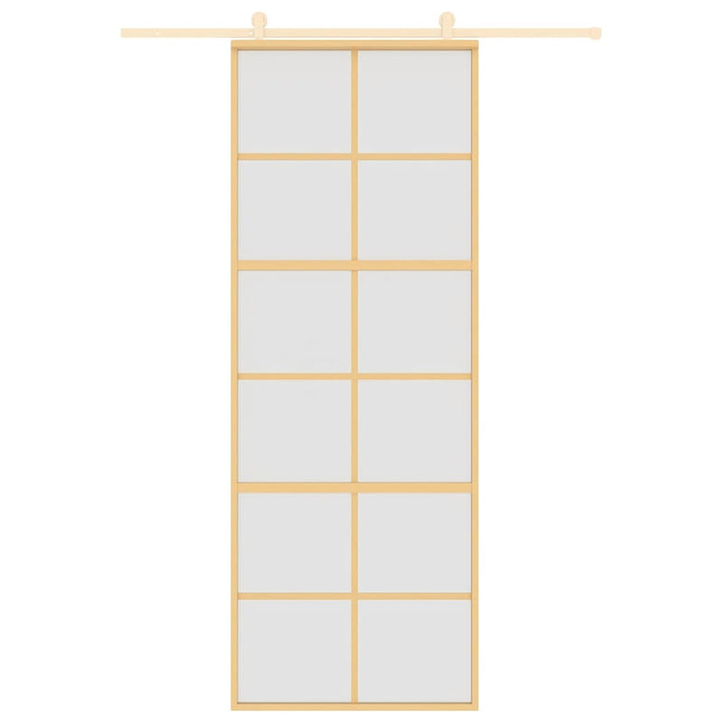 vidaXL aranyszínű ESG tejüveg és alumínium tolóajtó 76 x 205 cm