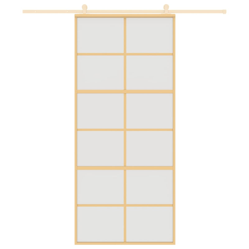 vidaXL aranyszínű ESG tejüveg és alumínium tolóajtó 90 x 205 cm