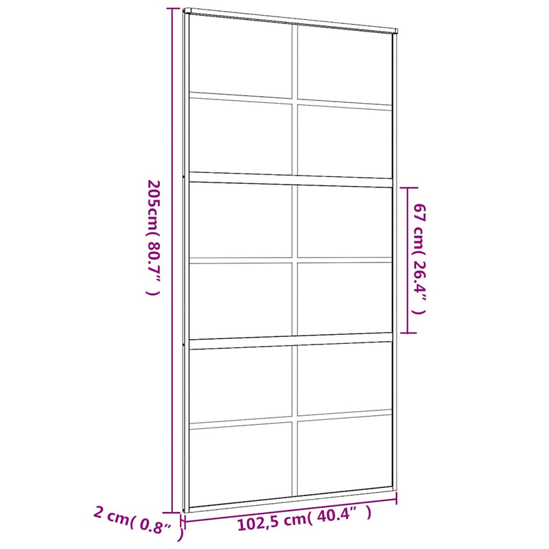 vidaXL aranyszínű ESG tejüveg és alumínium tolóajtó 102,5 x 205 cm