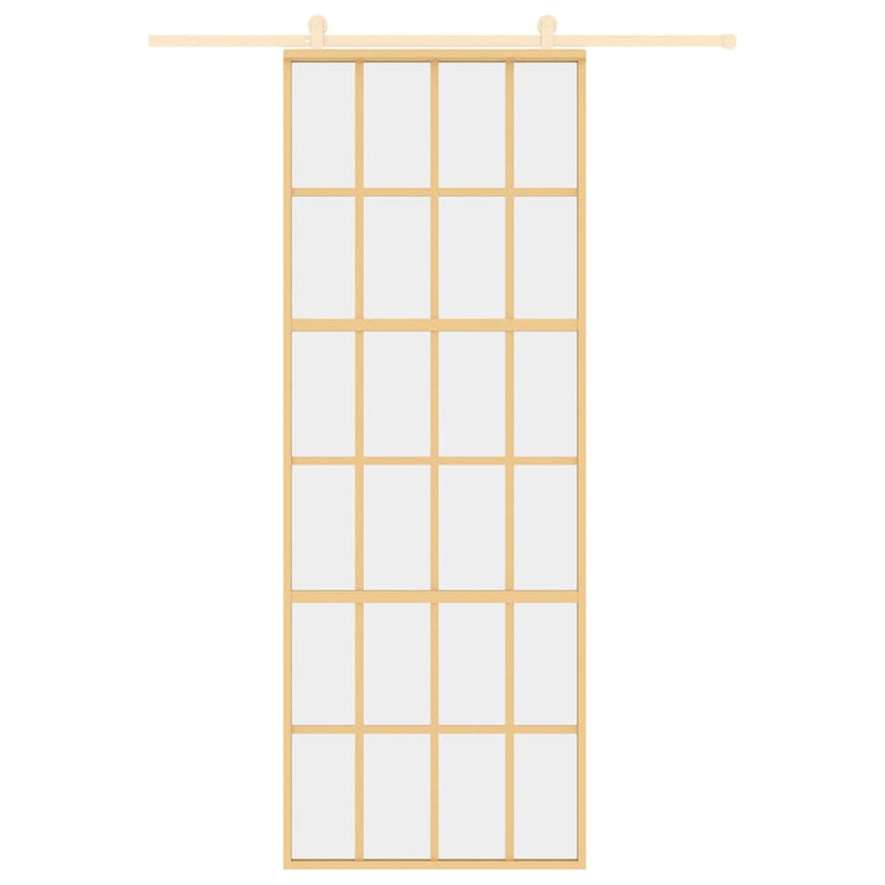 vidaXL aranyszínű átlátszó ESG üveg és alumínium tolóajtó 76 x 205 cm