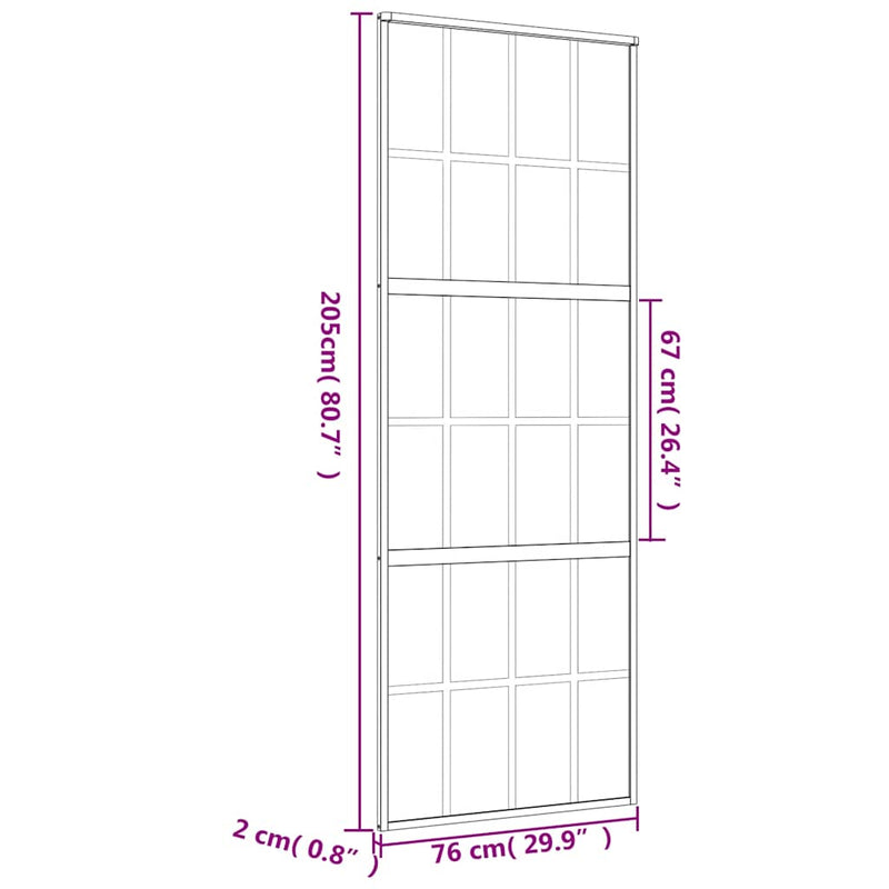vidaXL aranyszínű átlátszó ESG üveg és alumínium tolóajtó 76 x 205 cm