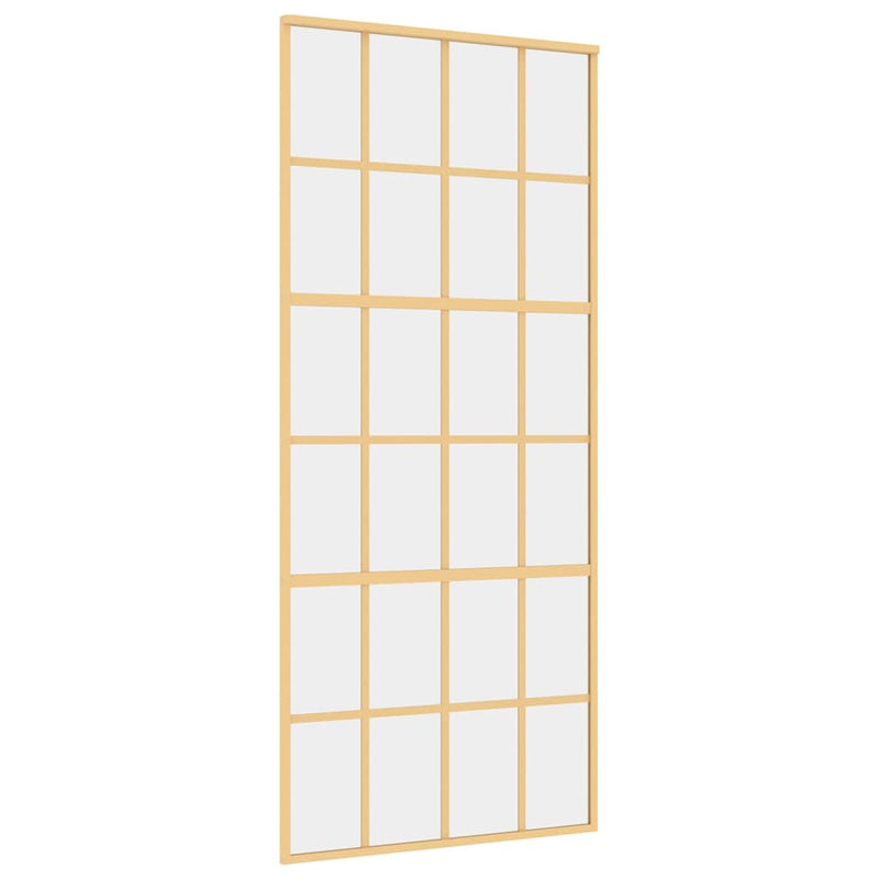 vidaXL aranyszínű átlátszó ESG üveg és alumínium tolóajtó 90 x 205 cm
