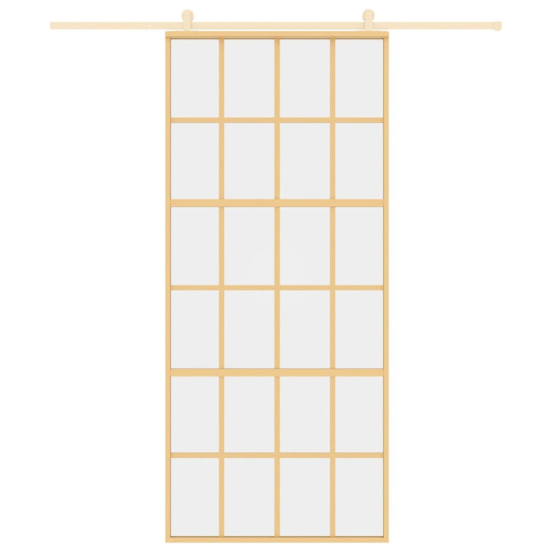 vidaXL aranyszínű átlátszó ESG üveg és alumínium tolóajtó 90 x 205 cm