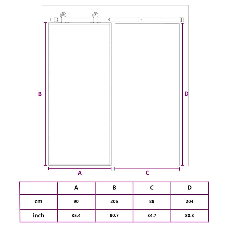 vidaXL aranyszínű átlátszó ESG üveg és alumínium tolóajtó 90 x 205 cm