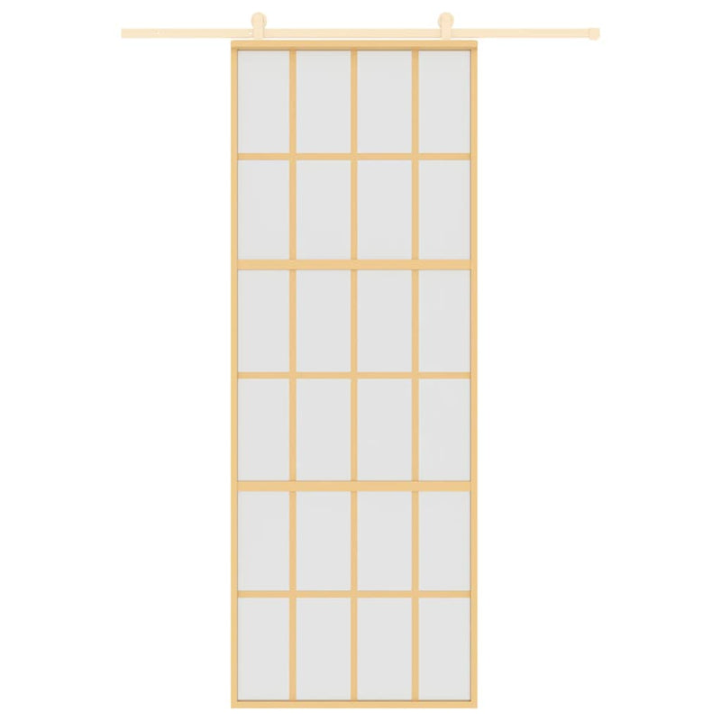 vidaXL aranyszínű ESG tejüveg és alumínium tolóajtó 76 x 205 cm