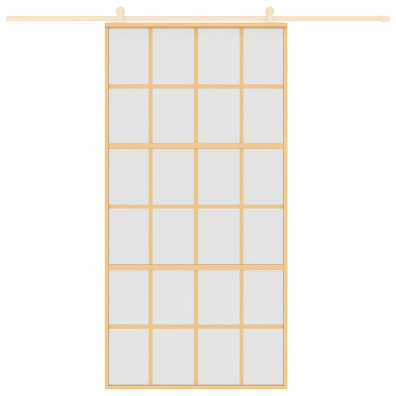 vidaXL aranyszínű ESG tejüveg és alumínium tolóajtó 102,5 x 205 cm