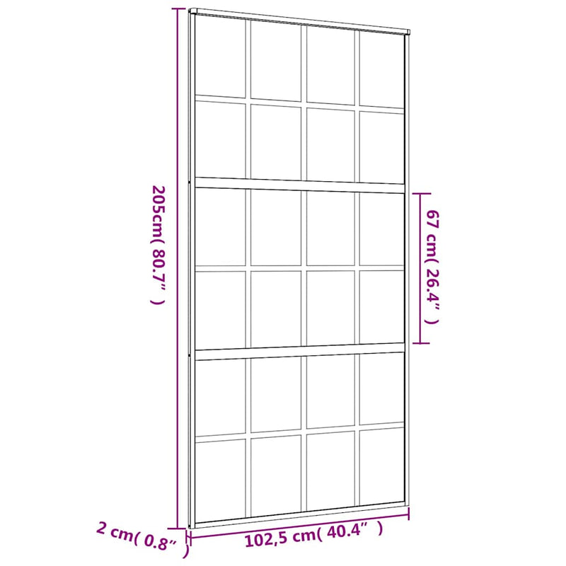 vidaXL aranyszínű ESG tejüveg és alumínium tolóajtó 102,5 x 205 cm