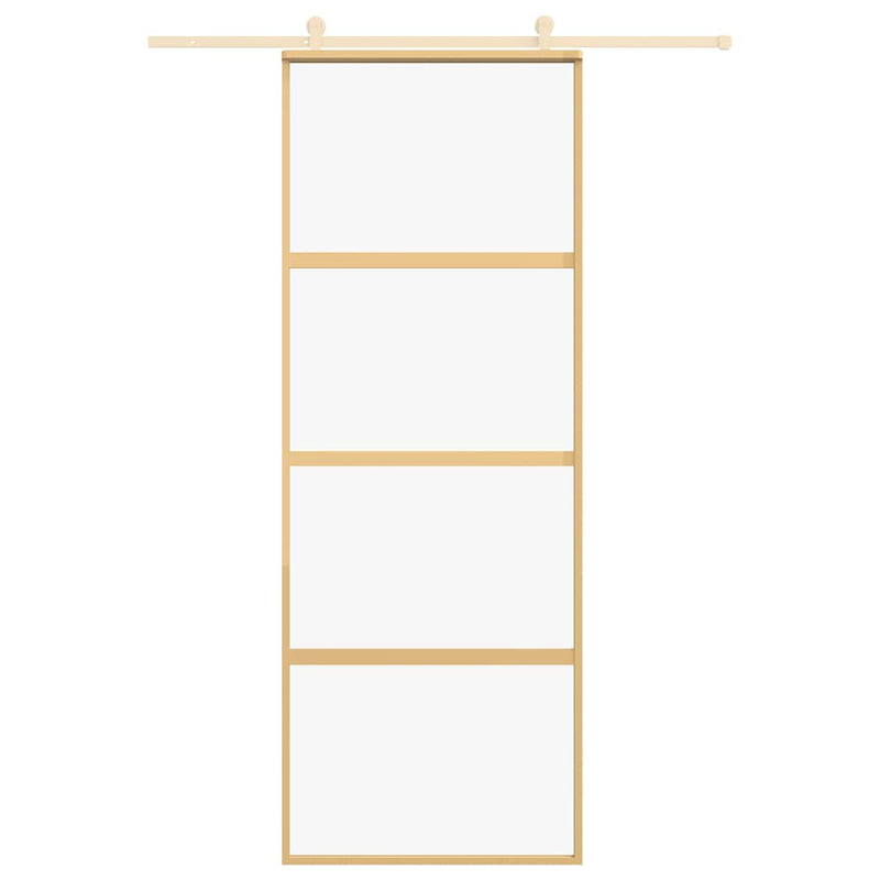 vidaXL aranyszínű átlátszó ESG üveg és alumínium tolóajtó 76 x 205 cm
