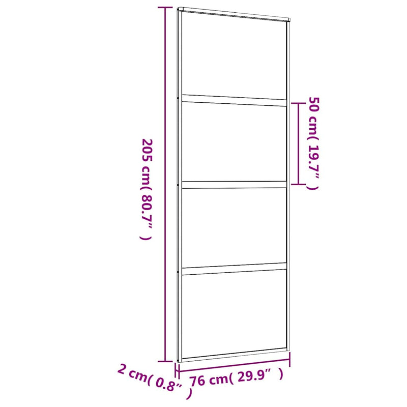 vidaXL aranyszínű átlátszó ESG üveg és alumínium tolóajtó 76 x 205 cm