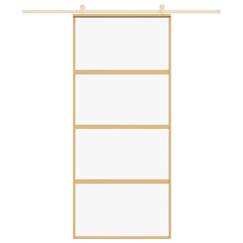 vidaXL aranyszínű átlátszó ESG üveg és alumínium tolóajtó 90 x 205 cm