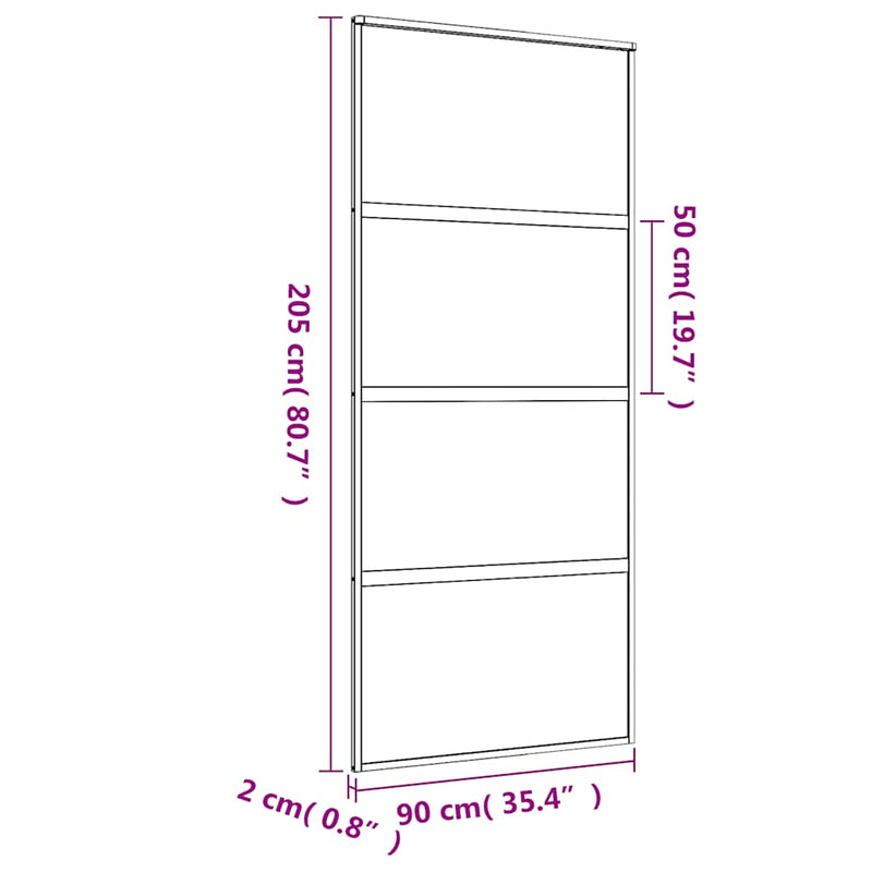 vidaXL aranyszínű átlátszó ESG üveg és alumínium tolóajtó 90 x 205 cm