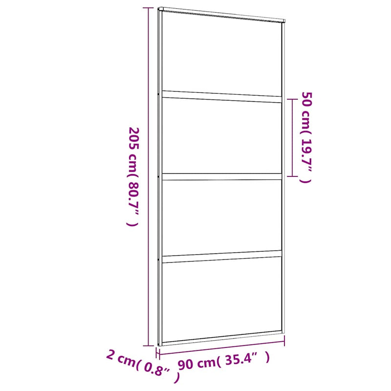 vidaXL aranyszínű ESG tejüveg és alumínium tolóajtó 90 x 205 cm