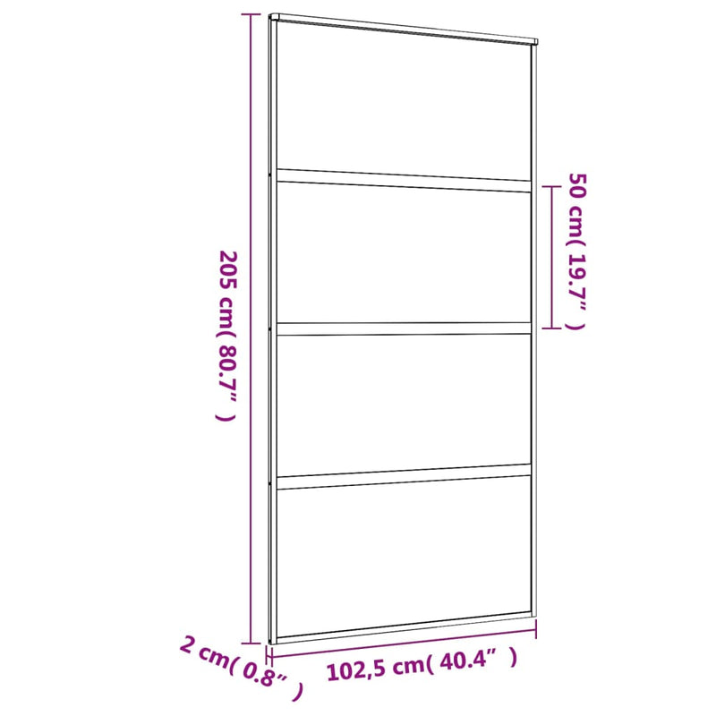 vidaXL aranyszínű ESG tejüveg és alumínium tolóajtó 102,5 x 205 cm