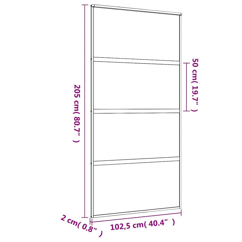 vidaXL aranyszínű ESG tejüveg és alumínium tolóajtó 102,5 x 205 cm
