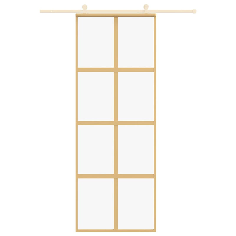 vidaXL aranyszínű átlátszó ESG üveg és alumínium tolóajtó 76 x 205 cm