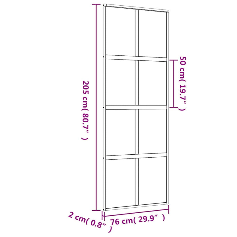 vidaXL aranyszínű átlátszó ESG üveg és alumínium tolóajtó 76 x 205 cm