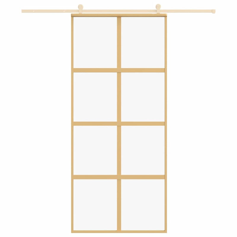 vidaXL aranyszínű átlátszó ESG üveg és alumínium tolóajtó 90 x 205 cm