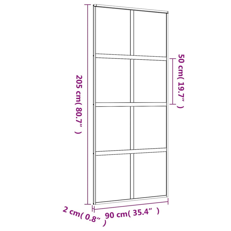vidaXL aranyszínű átlátszó ESG üveg és alumínium tolóajtó 90 x 205 cm