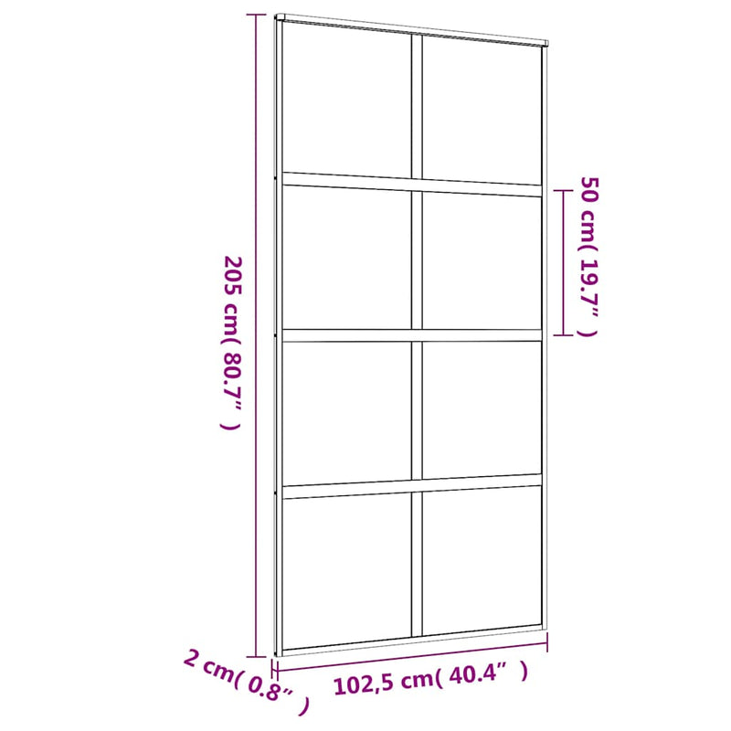 vidaXL aranyszínű átlátszó ESG üveg és alumínium tolóajtó 102,5x205 cm