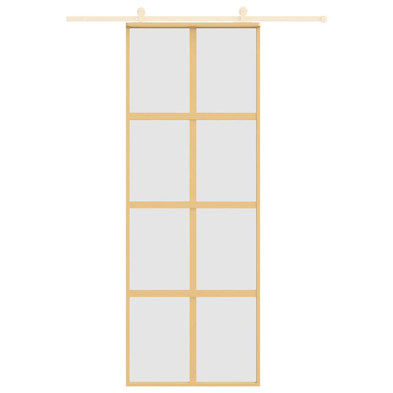 vidaXL aranyszínű ESG tejüveg és alumínium tolóajtó 76 x 205 cm