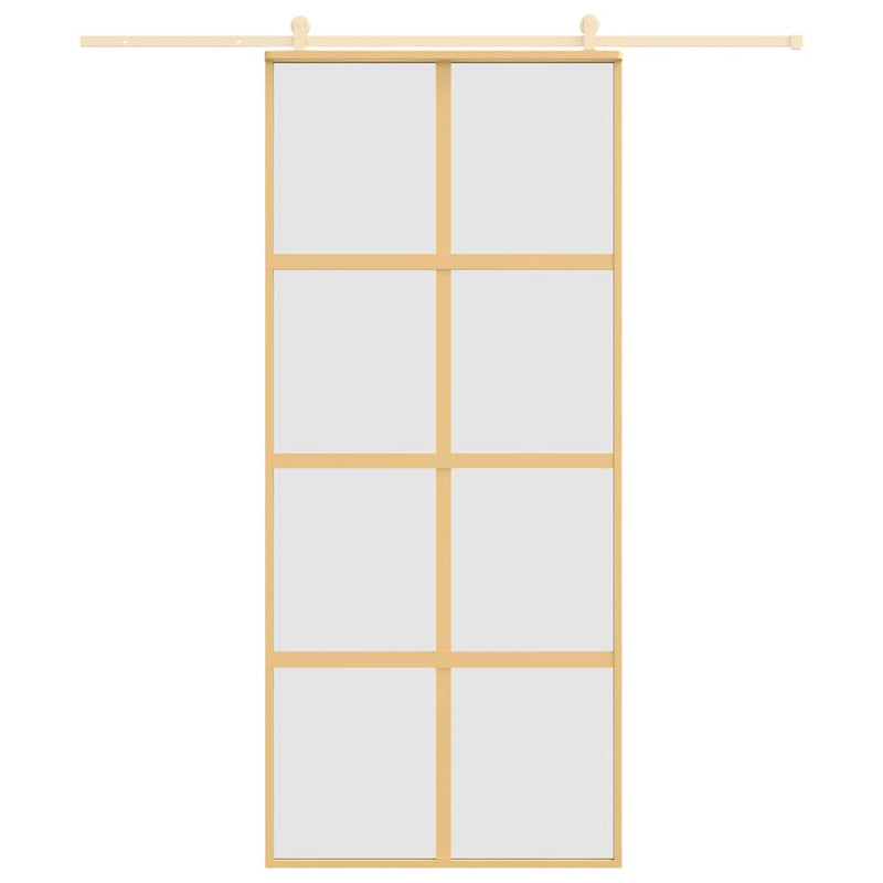 vidaXL aranyszínű ESG tejüveg és alumínium tolóajtó 90 x 205 cm
