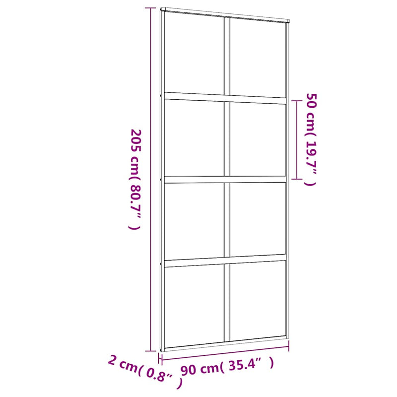 vidaXL aranyszínű ESG tejüveg és alumínium tolóajtó 90 x 205 cm