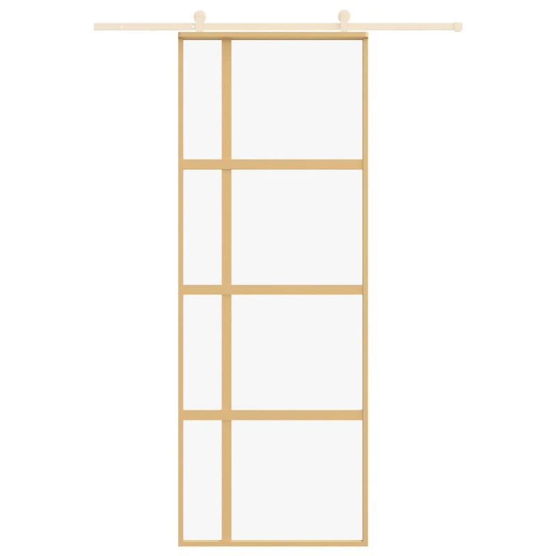 vidaXL aranyszínű átlátszó ESG üveg és alumínium tolóajtó 76 x 205 cm