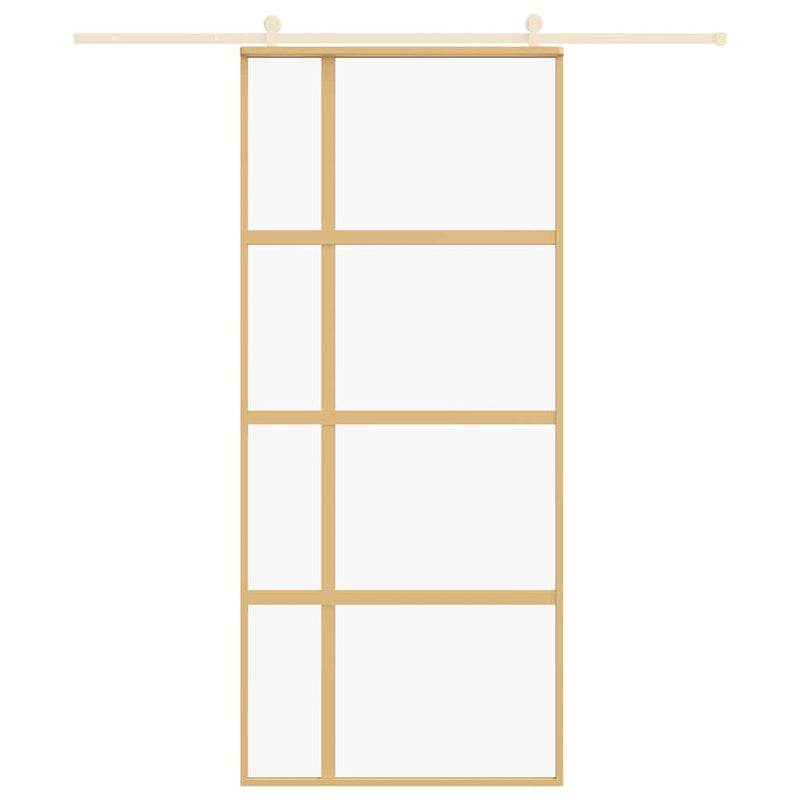 vidaXL aranyszínű átlátszó ESG üveg és alumínium tolóajtó 90 x 205 cm