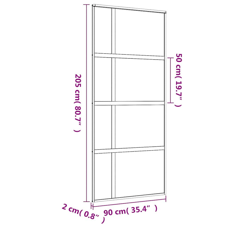 vidaXL aranyszínű átlátszó ESG üveg és alumínium tolóajtó 90 x 205 cm