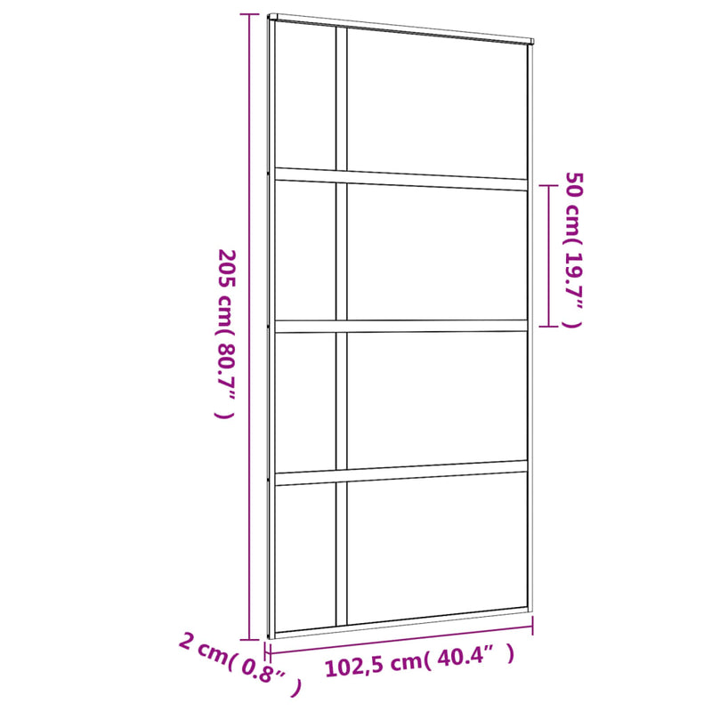 vidaXL aranyszínű átlátszó ESG üveg és alumínium tolóajtó 102,5x205 cm