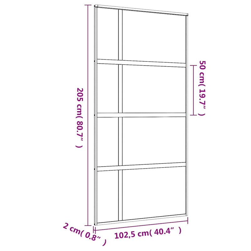vidaXL aranyszínű átlátszó ESG üveg és alumínium tolóajtó 102,5x205 cm