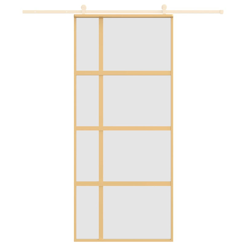 vidaXL aranyszínű ESG tejüveg és alumínium tolóajtó 90 x 205 cm