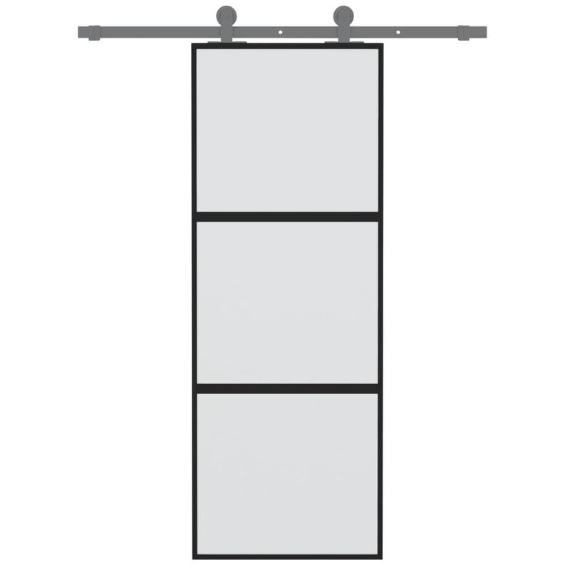 vidaXL fekete edzett üveg és alumínium tolóajtó 76 x 205 cm