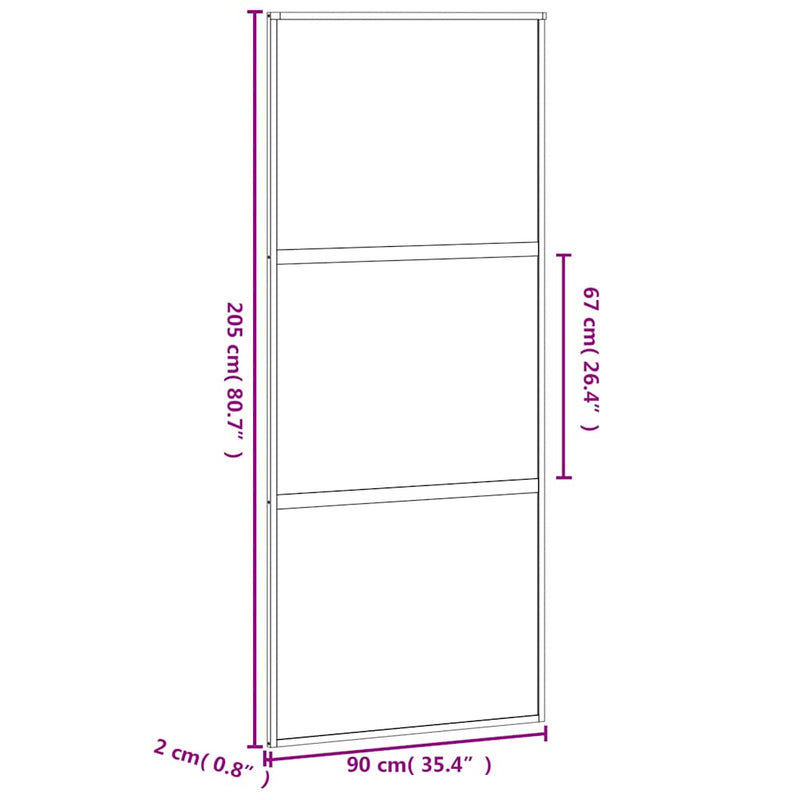 vidaXL fekete edzett üveg és alumínium tolóajtó 90 x 205 cm