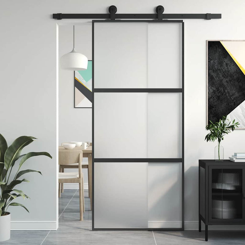 vidaXL fekete edzett üveg és alumínium tolóajtó 90 x 205 cm