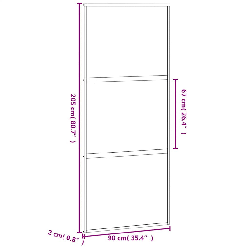 vidaXL fekete edzett üveg és alumínium tolóajtó 90 x 205 cm