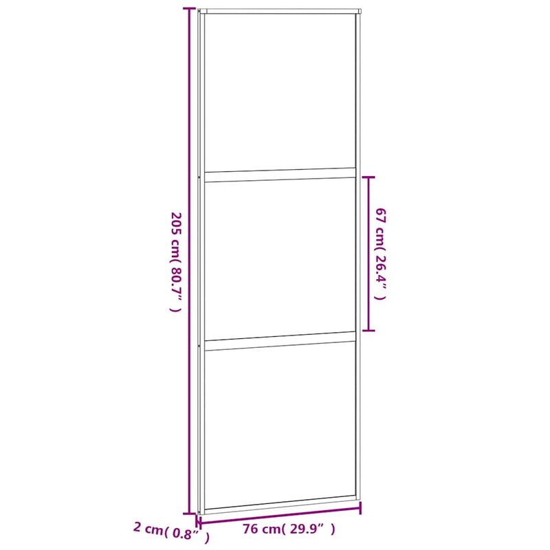 vidaXL fehér edzett üveg és alumínium tolóajtó 76 x 205 cm