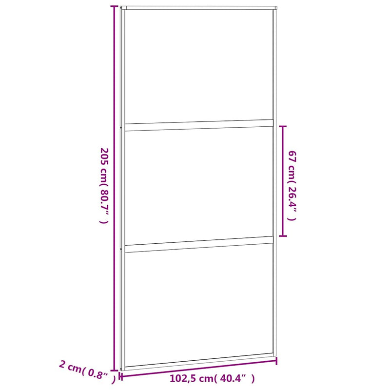 vidaXL fehér edzett üveg és alumínium tolóajtó 102,5 x 205 cm