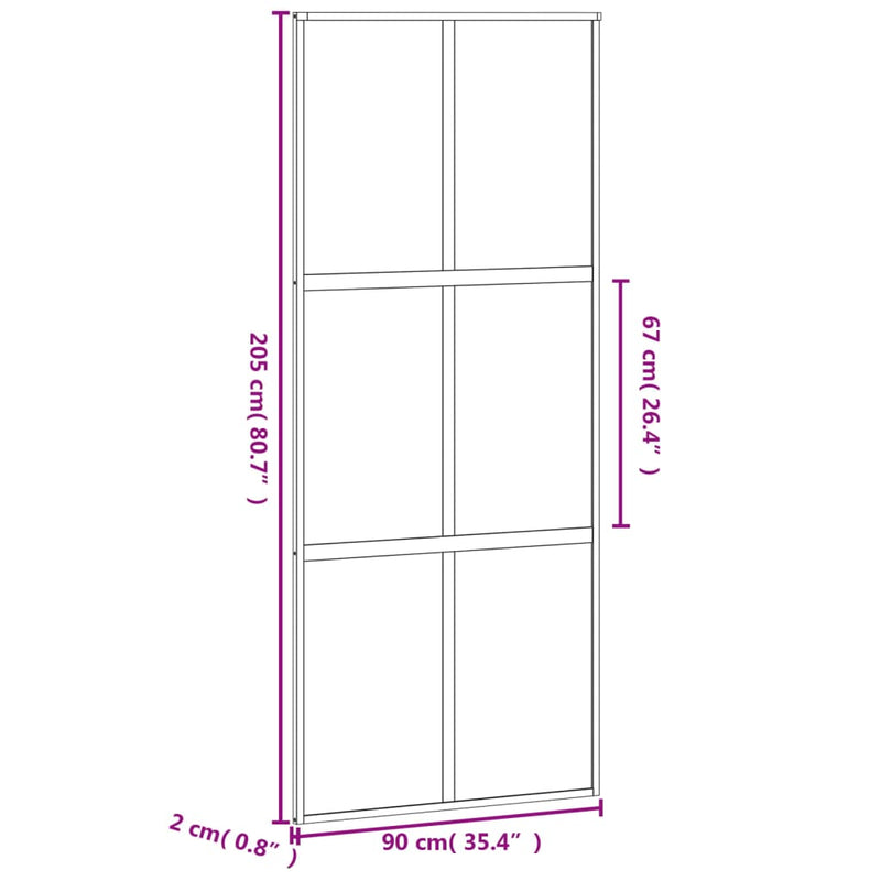 vidaXL fekete edzett üveg és alumínium tolóajtó 90 x 205 cm