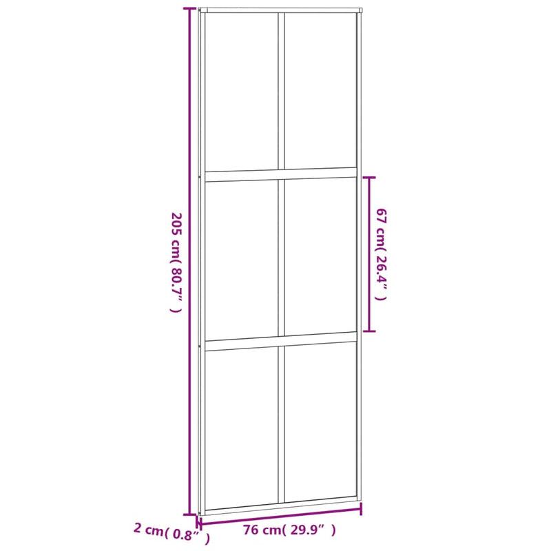 vidaXL fekete edzett üveg és alumínium tolóajtó 76 x 205 cm