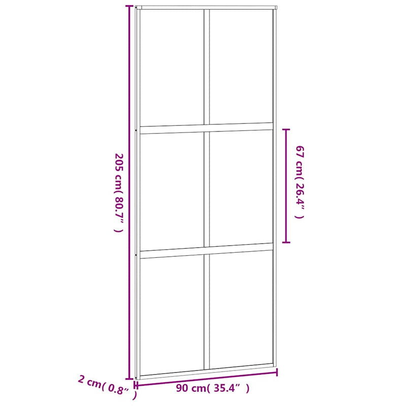 vidaXL fekete edzett üveg és alumínium tolóajtó 90 x 205 cm